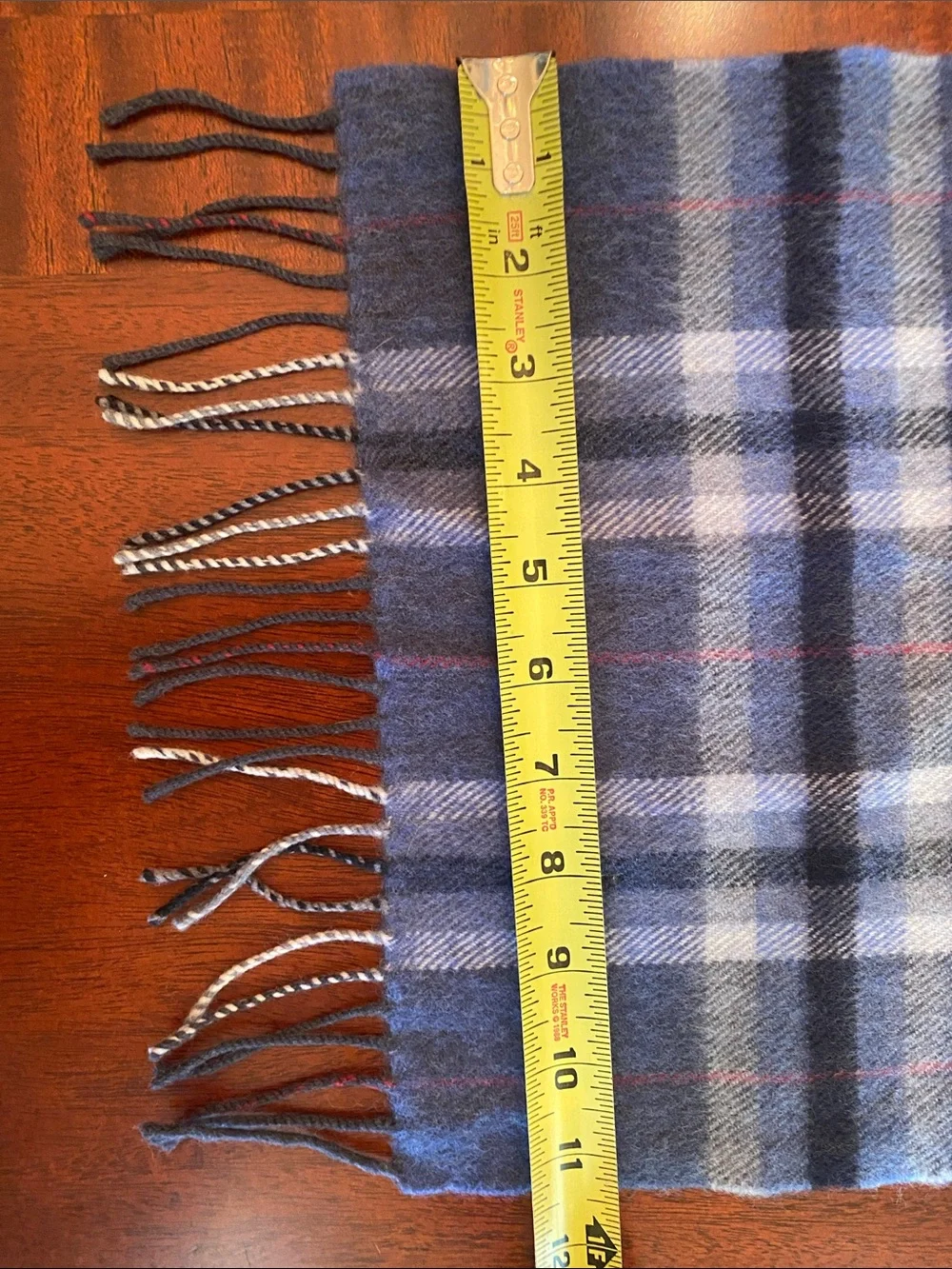 Aran Sweater Market Blue Plaid Rxtra Fine Merino Wool Scarf